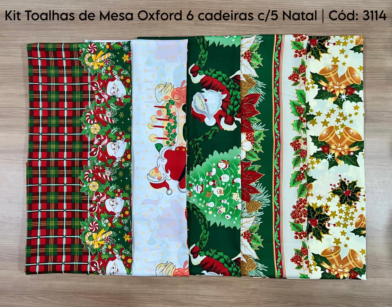 Kit Toalhas de Mesa Oxford Natal (6 Cadeiras)