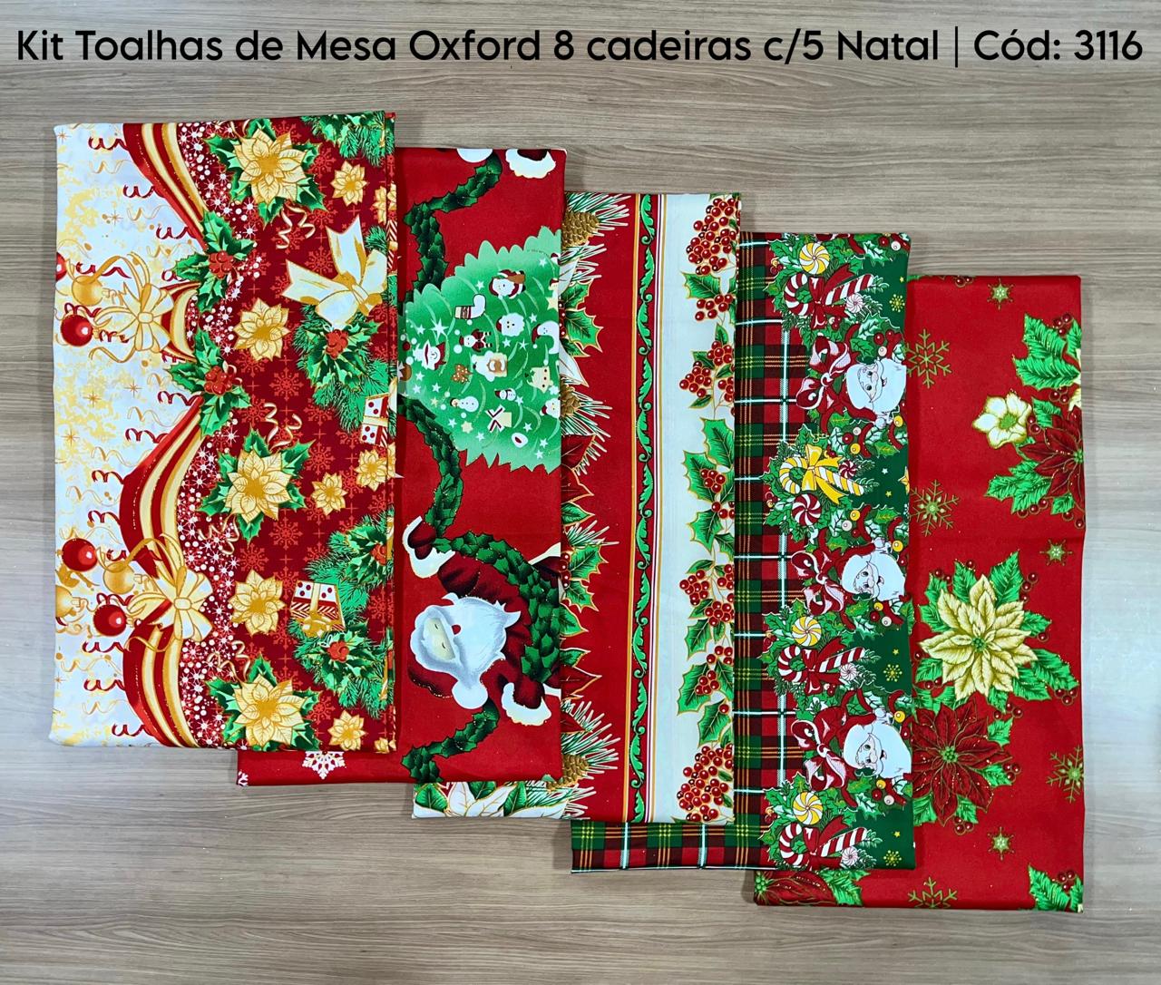 Kit Toalhas de Mesa Oxford Gigante Natal (8 Cadeiras)